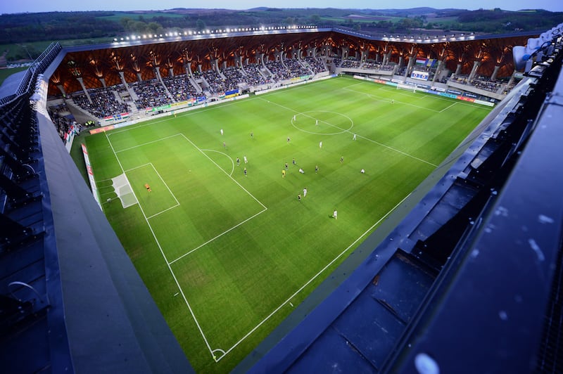 Puskas Akademia's stadium is the Pancho Arena, an architectural masterpiece built within eyeshot of Orban’s childhood home. Photograph: Attila Kisbenedek/AFP via Getty Images