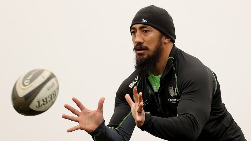 Bundee Aki at Connacht Rugby squad training at the  Sportsground in Galway earlier this month. Photograph: James Crombie/Inpho