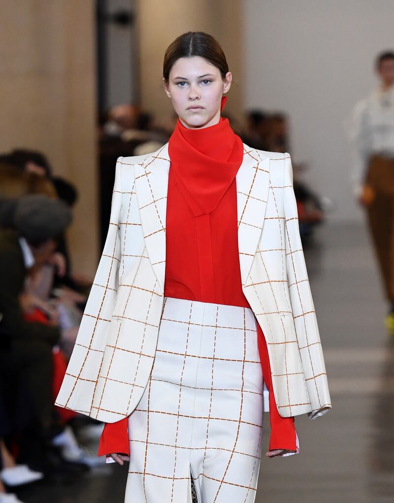 Long and loose shapes from  Victoria Beckham. Photograph:  Gareth Cattermole/BFC/Getty Images