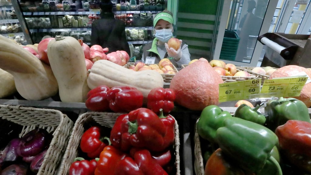 A VkusVill shop in Moscow. The supermarket chain has withdrawnn ad featuring a lesbian couple and apologised for hurting the feelings of those offended by it. Photograph: Sergei Karpukhin\Tass via Getty Images