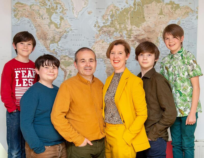 Gordon Green, Maria Macklin and their children, Freddie, Harry, George and Maud. Photograph: Ciara Wilkinson