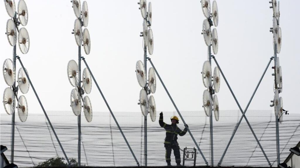 Micro wind turbines at  Kilbarrack Fire Station, Dublin. The turbines produce all the electricity for the fire station. Photograph: Dara Mac Dónaill