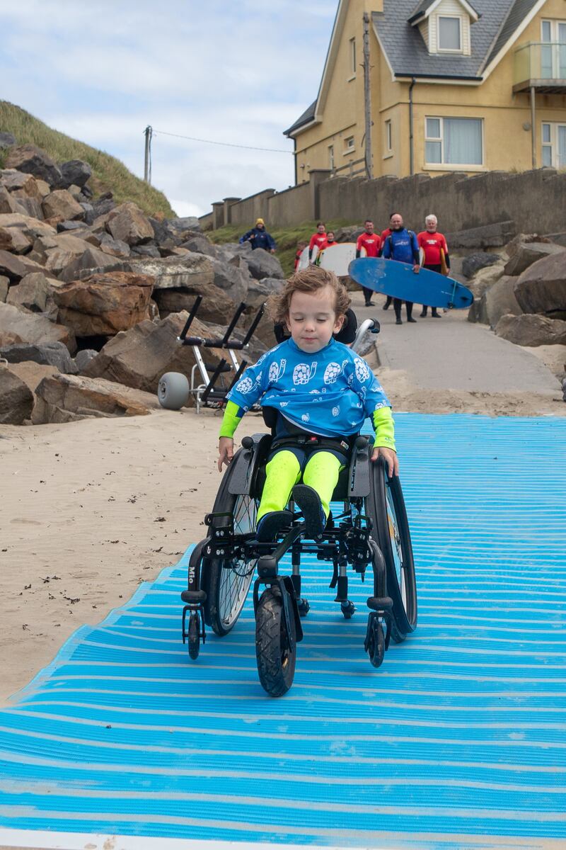Teddy participating in the early years pathway in Rossnowlagh beach, Co Donegal. Photograph: Darragh Gorman