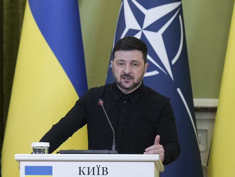 Ukrainian president Volodymyr Zelenskiy speaks at a press conference in Kyiv, Ukraine, 03 February 2026. Photograph: EPA