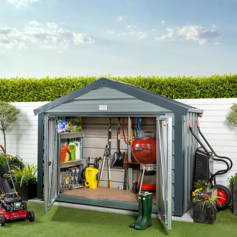 An Adman Merlin steel shed in anthracite