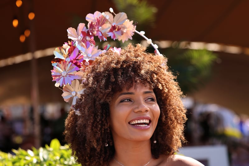 Joice da Silva, Clongriffin, Dublin, taking part in the Best Dressed competition at the RDS Dublin Horse Show. Photograph: Dara Mac Dónaill/The Irish Times









