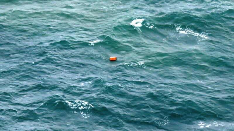 An unidentified object is seen floating in the ocean off the coast of Pangkalan Bun, Borneo in Indonesia on Tuesday. Photograph: Kenarel/EPA