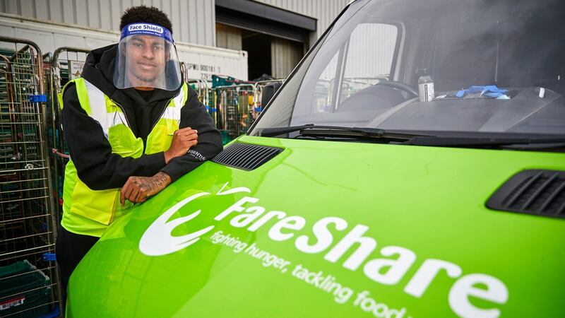 Marcus Rashford’s campaign for free school meals has provided a reminder of how football can be a force for unity and good. Photograph: FareShare/Mark Waugh/PA