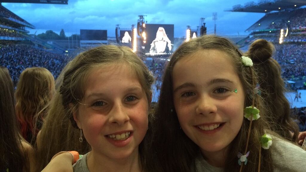 Cousins Kate Devlin and Ava Connolly at the Beyoncé concert in Croke Park on Saturday