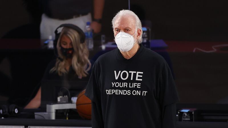 San Antonio Spurs head coach Gregg Popovich has been one of the most outspoken voices in the NBA. Photograph:  Mike Ehrmann/Getty Images
