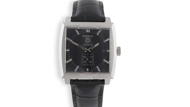 Stainless steel men’s Tag Heuer Monaco watch €1,000-€1,500, Adam’s At Home sale December 15th