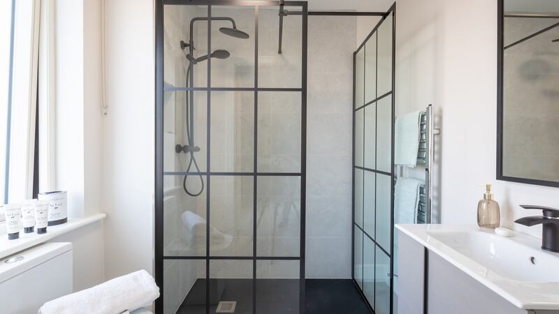 Crittal-style shower door in showhouse in  Beechpark