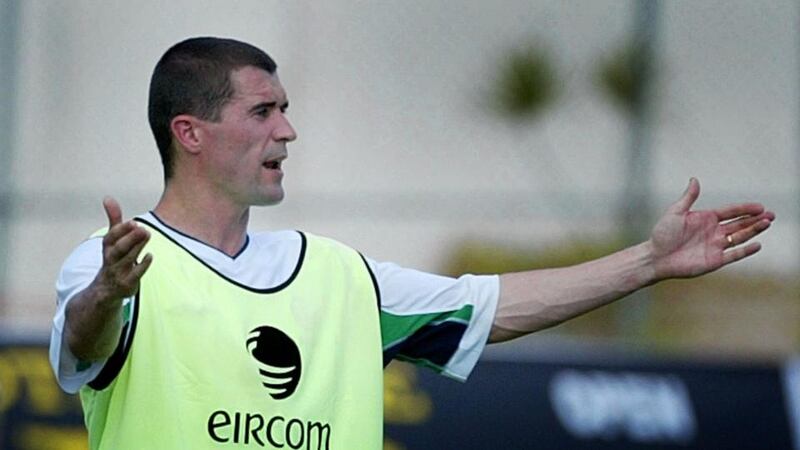 Ireland captain Roy Keane raises his arms in frustration during training   in Saipan. Photograph: Kieran Doherty/Reuters