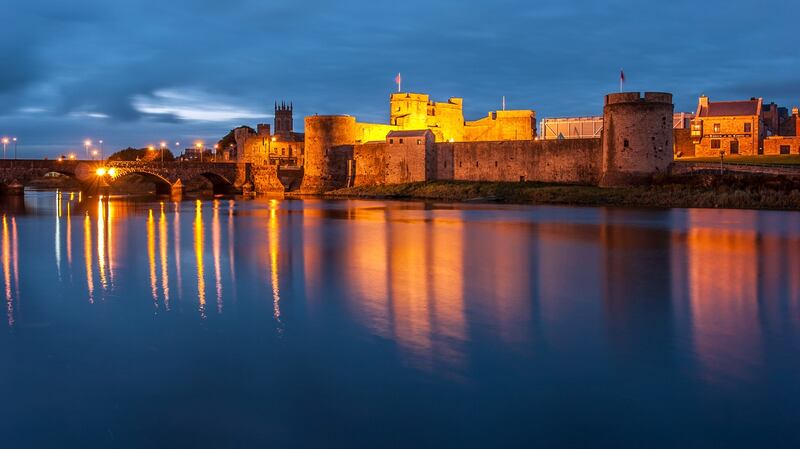 King John’s castle reflected on the River Shannon, Limerick, Ireland