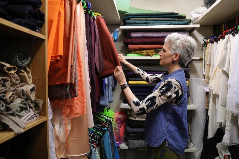 Head of costume Donna Geraghty in the fabric room backstage at the Abbey Theatre. Photograph: Bryan O’Brien
