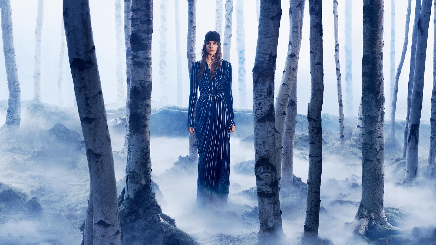 Wrap dress with silver pinstripes (€99)