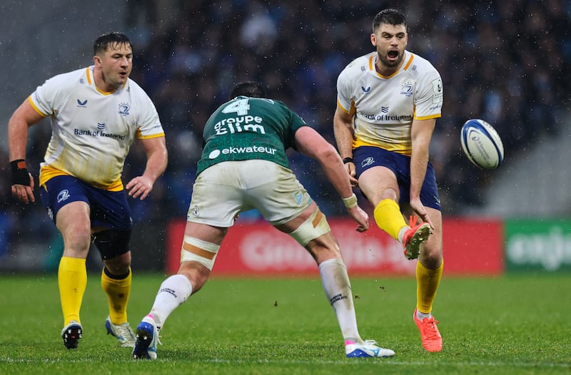 Leinster's Harry Byrne is tackled by Bayonne's Ewan Johnson. Photograph: Ryan Byrne/Inpho