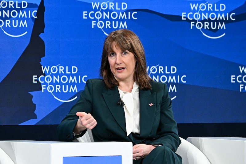 Britain's chancellor of the exchequer Rachel Reeves speaking during the World Economic Forum in Davos on Tuesday. Photograph by Fabrice Coffrini/AFP via Getty Images