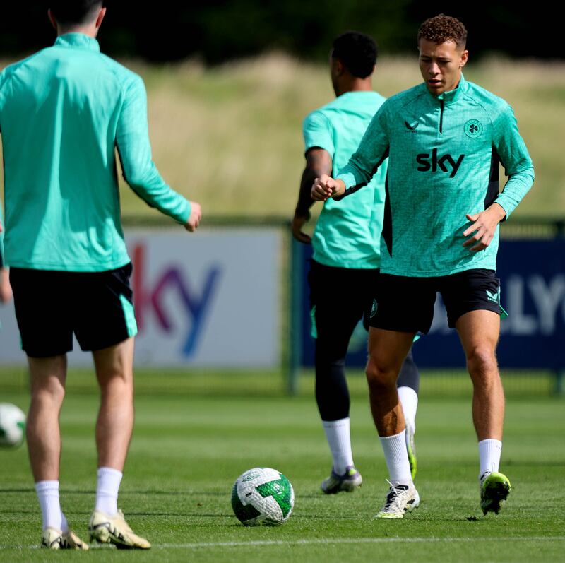 Kasey McAteer during an Ireland training session on Tuesday. Photograph: Ryan Byrne/Inpho