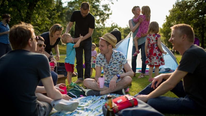 A picnic in Kelvingrove Park, central Glasgow. Photograph: Chris Carmichael/The New York Times