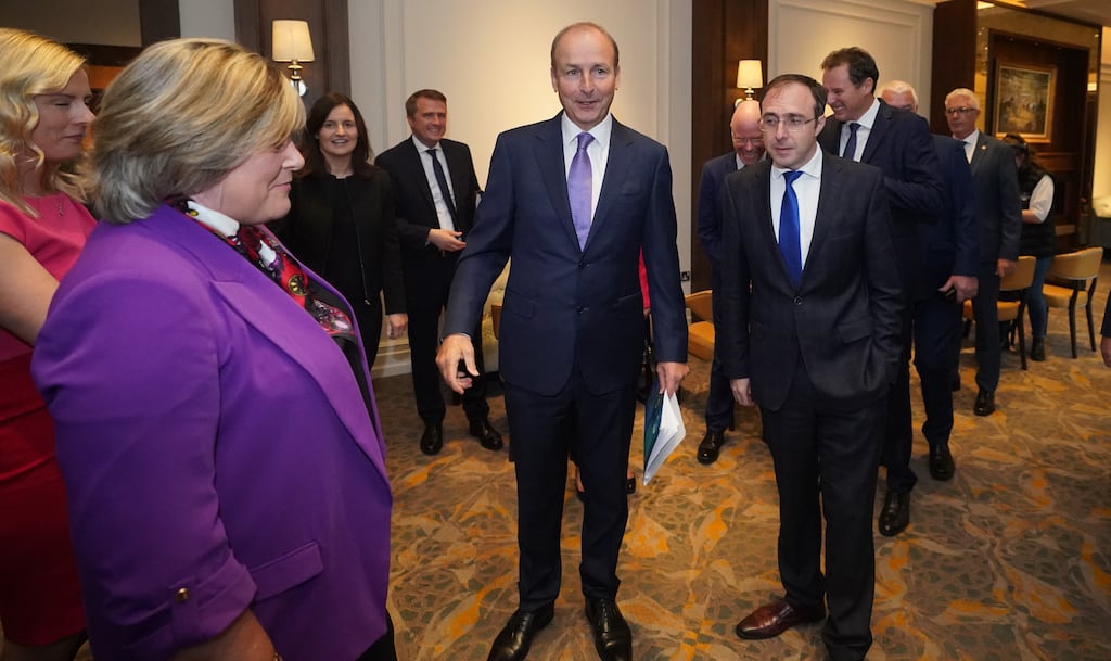 Taoiseach Micheál Martin and others at the Fianna Fáil parliamentary 'think in' in Mullingar: There is earnest talk about the daunting experience of being in government during a pandemic and then an inflationary spiral the like of which has not been seen since the oil crisis of the 1970s. Photograph: Niall Carson