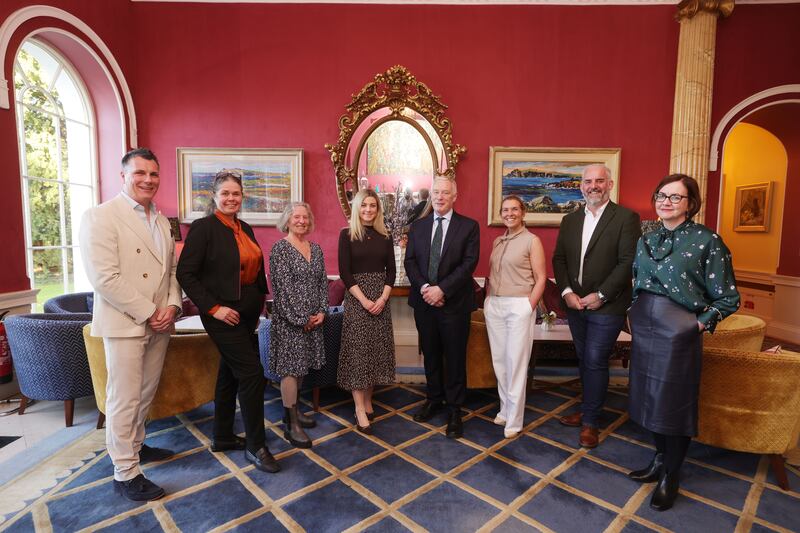 At The K Club: Eoin Whelan, Lisa O’Doherty (judge), Bernadette Waldron, Isobel Leddin, John Wilson (judge), Niamh Cotter, Cian Conroy and Úna McCaffrey (judge). Photograph: Alan Betson
