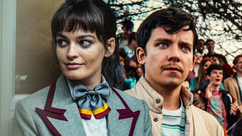 Emma Mackey and Asa Butterfield in Sex Education