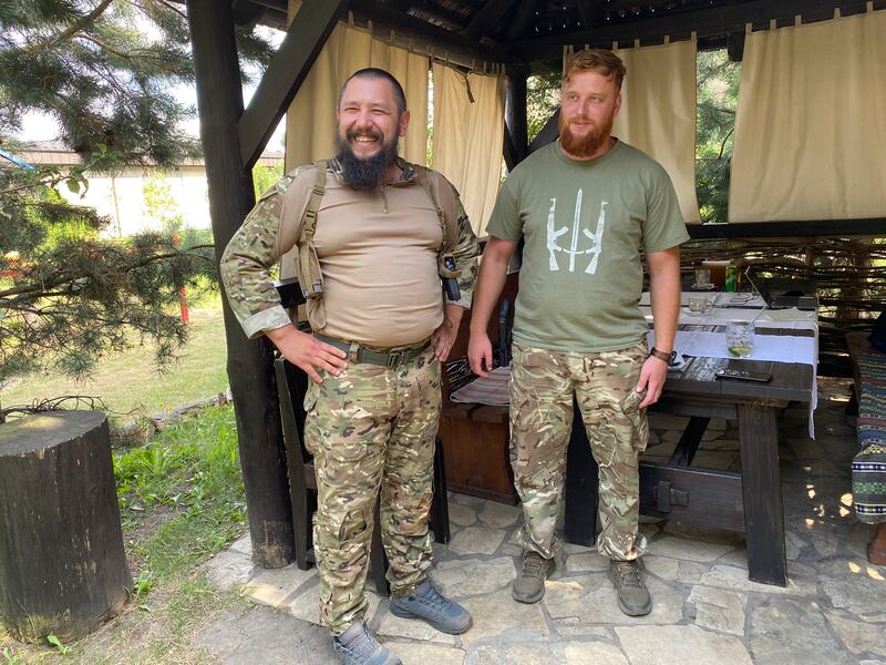 Lieut Oleksandr Sashko, deputy commander of the 67th mechanised brigade, and Master Chief Sergeant Mykyta. Photograph: Lara Marlowe