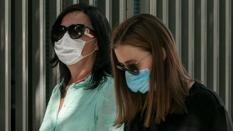 Nadine Lott’s mother Claire Lott (left) and sister Tanith Lott leaving the Central Criminal Court on Tuesday. Photograph: Collins Courts