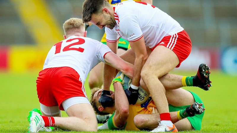 I was in Cavan the day Tiernan McCann fish-hooked Stephen McMenamin. If red-card infractions happen, a ‘ref-assist’  video would ensure they would be punished accordingly. Photograph: Tommy Dickson/Inpho