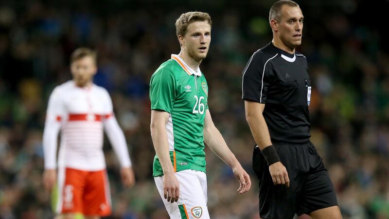 Eunan O’Kane during a Republic of Ireland game against Switzerland. File photograph: Ryan Byrne/Inpho