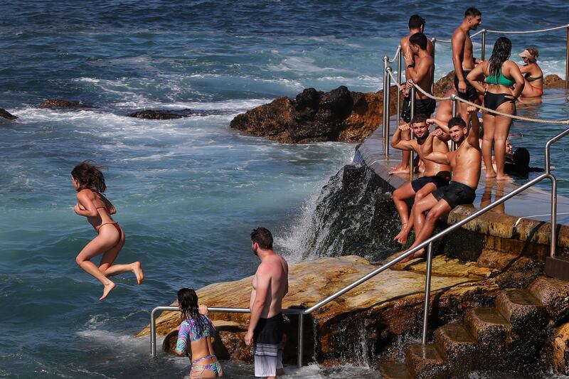 Some sort of naked? Sydney-siders cool off at Bronte Beach on March 16th, 2023 in Sydney, Australia. Photograph: Lisa Maree Williams/Getty