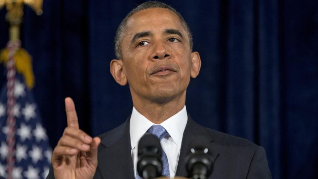 President Barack Obama
gestures as he speaks in San Jose, Calif. , Friday, June 7, 2013. The president
defended his government’s secret surveillance
, saying Congress has repeatedly authorized the collection of America’s phone records and U.S. internet use
yesterday. Photograph: Evan Vucci/AP