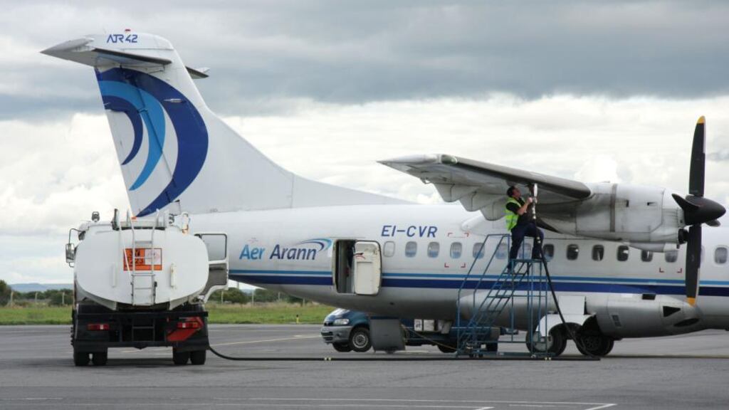 Following talks that began on Thursday night, Aer Arann and its pilots’ representatives confirmed yesterday they had reached a compromise that would avert the strike and allow Aer Arann’s flights go ahead as scheduled next week. Photograph: Joe O’Shaughnessy