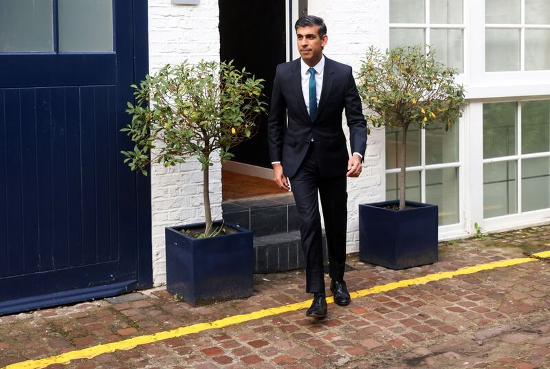 Former UK chancellor of the exchequer Rishi Sunak departs his home in London on Friday. Photograph: Chris Ratcliffe/Bloomberg