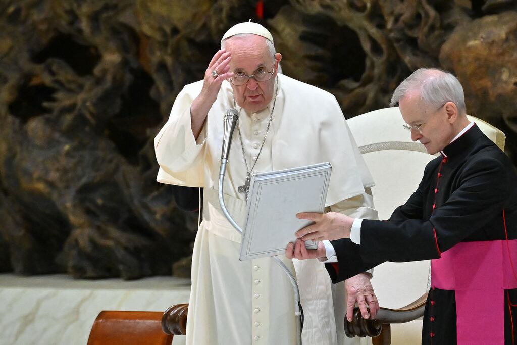 Pope Francis blesses attendees during a recent weekly general audience in the Vatican. Photograph: FILIPPO MONTEFORTE/AFP via Getty Images