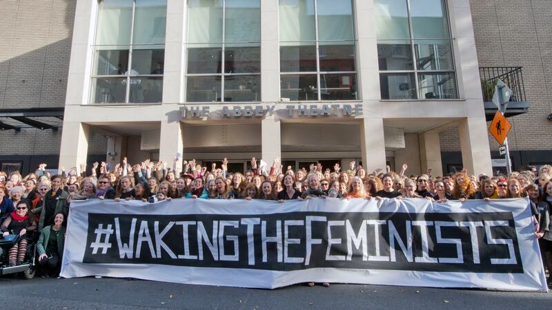 Waking the Feminists, which began at a demonstration at the Abbey Theatre  (above), has presented its findings on gender parity in Irish theatre. Photograph: Brenda Fitzsimons
