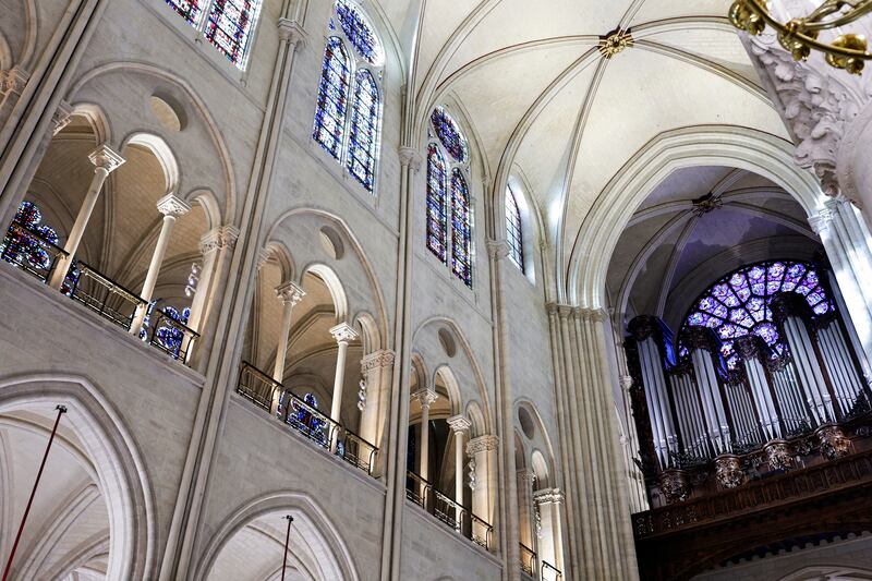 Part of the nave and the organ of Notre Dame cathedral. Photograph: Stephane De Sakutin/AFP/Getty Images