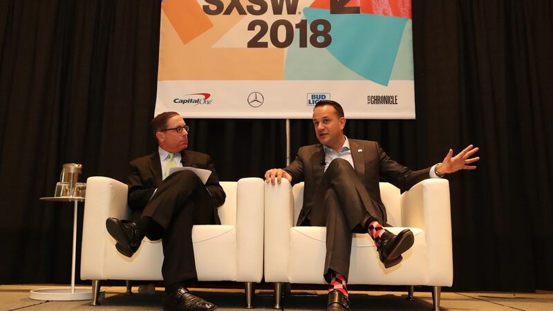 Taoiseach Leo Varadkar is interviewed by Evan Smith, CEO of Texas Tribune, at the SXSW festival in Austin, Texas. Photograph: Niall Carson/PA Wire