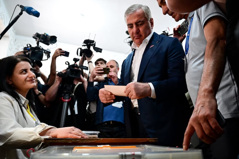 Billionaire Russian-Armenian businessman Samvel Karapetyan casts his ballot in Armenia's election in Yerevan on June 7th, 2026. Photograph: Karen Minasyan/AFP via Getty Images