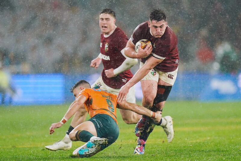 Dan Sheehan of the British and Irish Lions is tackled by Australia’s Nic White in last Saturday's third Test. Photograph: Robbie Stephenson/PA Wire