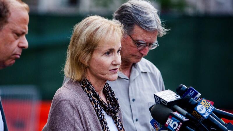 Lyn and Kirk Ulbricht, the parents of Ross Ulbricht, along side attorney Joshua Dratel, speak to reporters in New York. Ross Ulbricht, the founder of Silk Road, a notorious online marketplace for the sale of heroin, cocaine, LSD and other illegal drugs, was sentenced to life in prison on Friday in Federal District Court in Manhattan. Photograph: Sam Hodgson/The New York Times