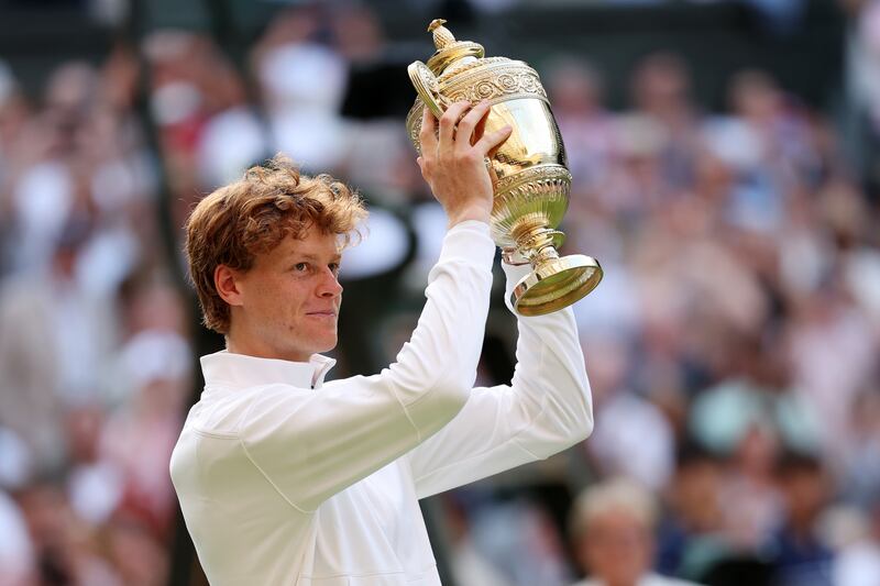 Jannik Sinner is the first Italian man to win a singles title at Wimbledon. Photograph: Clive Brunskill/Getty Images