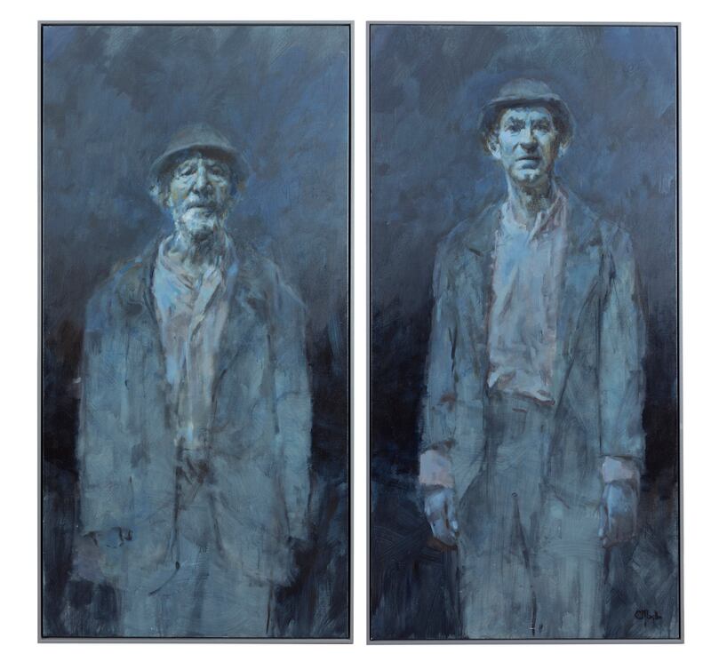Cian McLoughlin’s diptych of Didi and Gogo	 from the Shelbourne Hotel foyer €6,000- €10,000