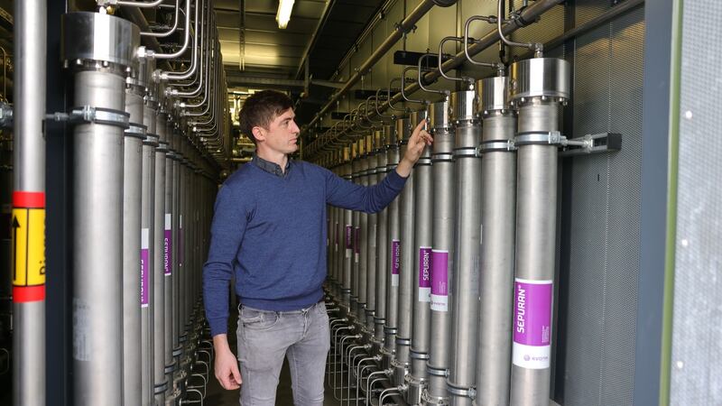 Dr Stephen Nolan in the renewable gas facility at Green Generation. Photograph: Dara Mac Dónaill
