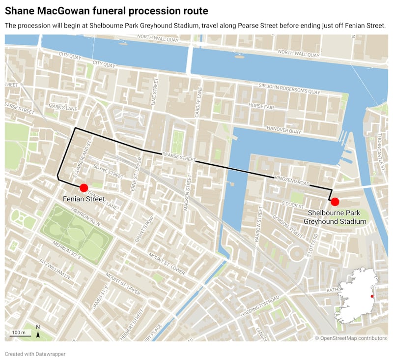 Shane MacGowan funeral procession route