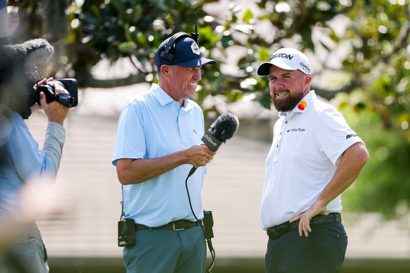 Fore! Shane Lowry is at the mic. Photograph: Richard Heathcote/Getty Images