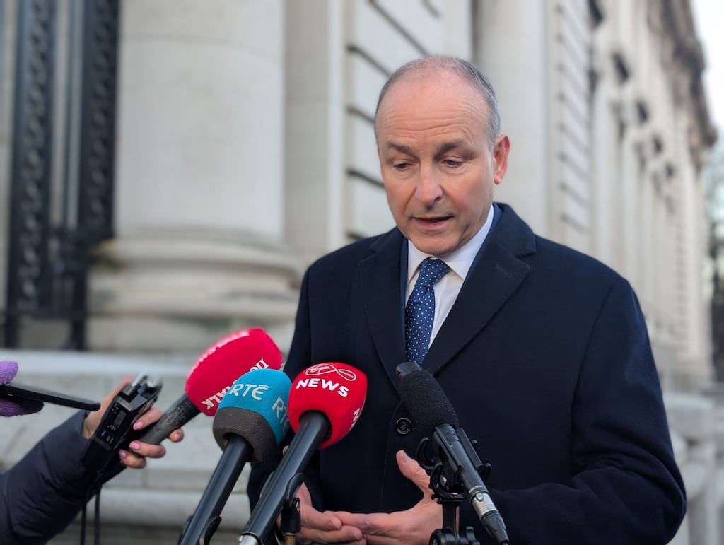 Taoiseach Micheal Martin speaking to reporters before a Cabinet meeting at Government Buildings, Dublin. Picture date: Tuesday December 16, 2025. PA Photo. Photo credit should read: Cillian Sherlock/PA Wire