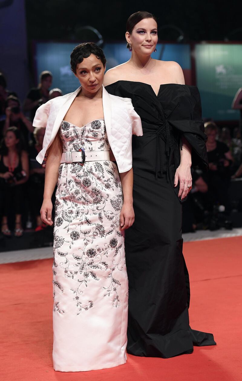 Red carpet: Ruth Negga wearing Louis Vuitton and Liv Tyler in a dramatic black Givenchy gown. Photograph: Claudio Onorati/EPA