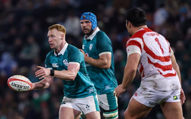 Ciarán Frawley was desperate in wanting to impress against Japan. Photograph: Ben Brady/INPHO
